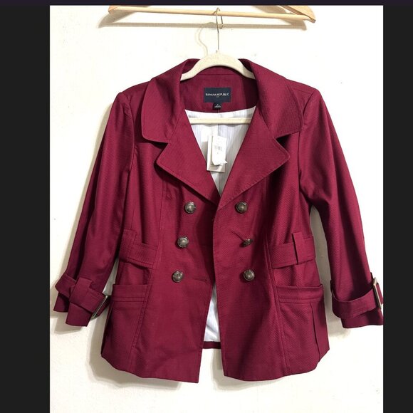 BANANA REPUBLIC Burgundy Double-Breasted Blazer, Size 6 NEW WITH TAG! - Picture 4 of 4
